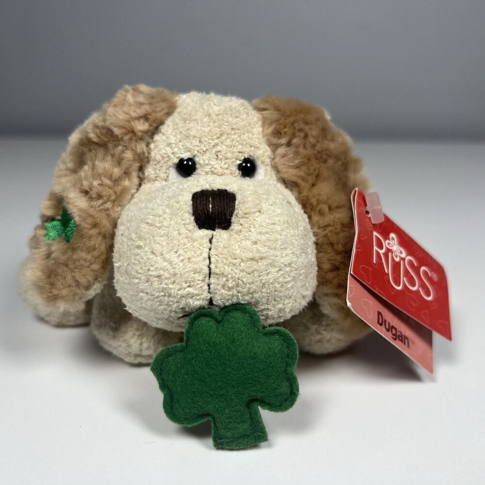Russ Luv Pets Dugan Dog Shamrock Clover St. Patrick's Day Mini Plush NWT